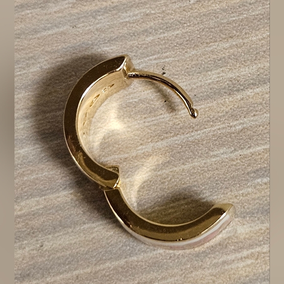 COACH NEW YORK GOLD ENAMEL PURPLE & PINK ENAMEL HOOP EARRINGS $85 - Picture 12 of 12